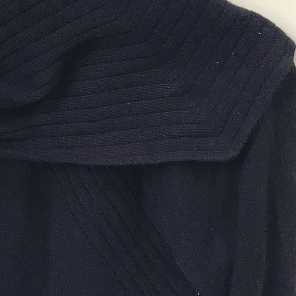 Jones New York NEW 100% Cashmere Sweater Cowl Shawl Collar Ribbed Minimalist P L - Picture 3 of 15